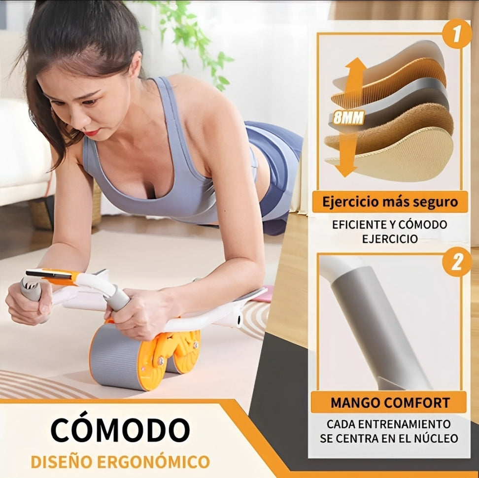 CoreRoller™ | Rodillo Abdominal de Rebote Automático con Temporizador y Soporte para Teléfono