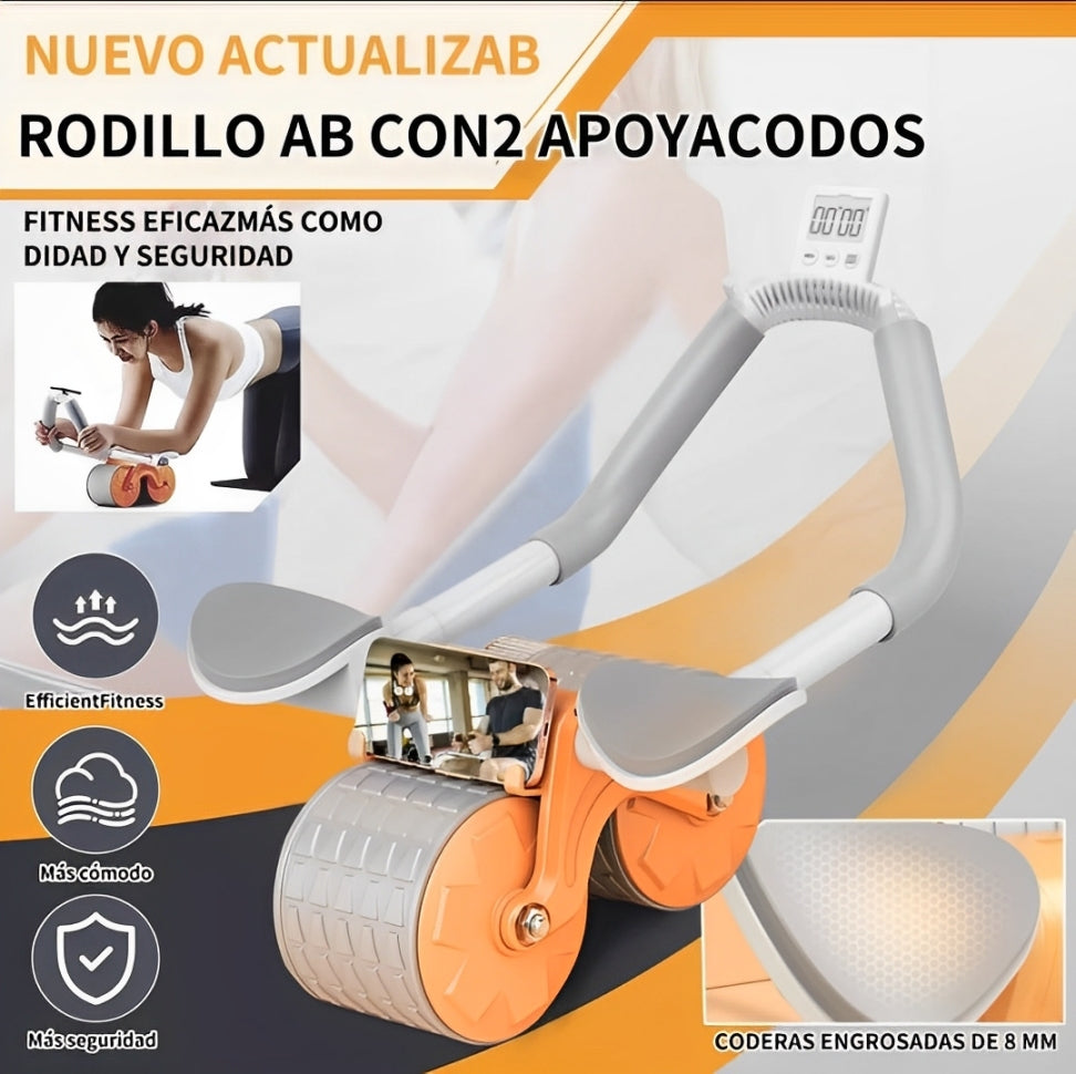 CoreRoller™ | Rodillo Abdominal de Rebote Automático con Temporizador y Soporte para Teléfono