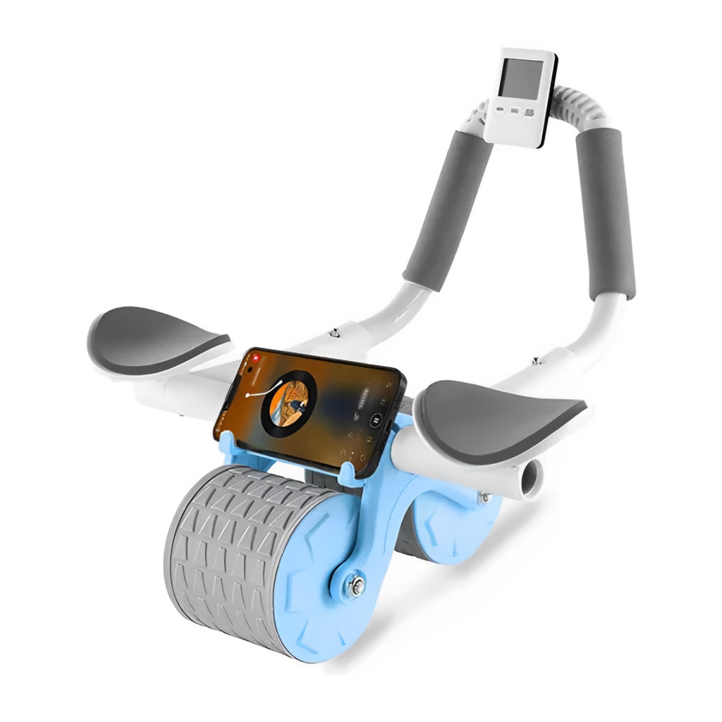 CoreRoller™ | Rodillo Abdominal de Rebote Automático con Temporizador y Soporte para Teléfono